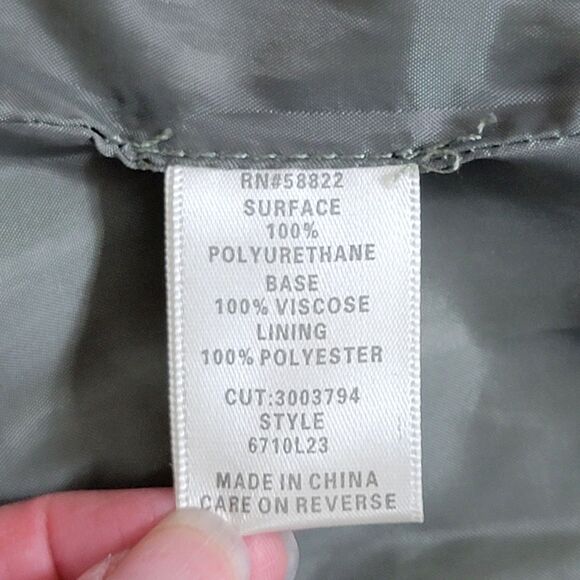 Max Studio Jacket Womens Large Sage Olive Green Vegan Faux Leather Moto Crop - Picture 12 of 13